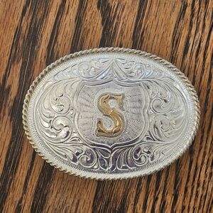 Massive Heavy Justin Mexico Silver Gold Western Belt Buckle